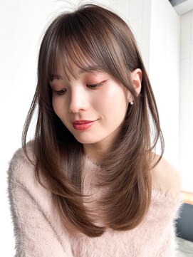 アルバム 渋谷パルコ(ALBUM) ロング顔周りレイヤー韓国ヘアココアベージュ_F31279