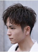 原宿ツイストスパイラルパーマメンズカット刈り上げショート