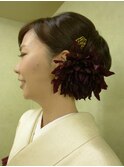 着物アップスタイルお花添え
