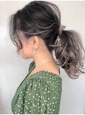 シフォングレージュ毛先パーマことりベージュウォーターフォール