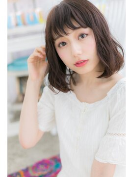 ミック ヘアアンドメイク アップ 駒込店(miq Hair&Make up) フェザーバング小顔なみなみウェーブぶつ切りボブa1