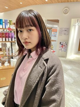 サラビューティーサイト 志免店(SARA Beauty Sight) 20代ピンクインナーカラーとミディアムボブ☆山之内