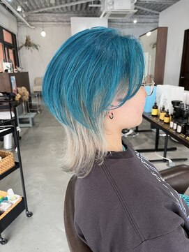 アオゾラヘアーカミノウラ(AOZORA HAIR kaminoura) アンブレラカラー＊ターコイズ