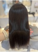 20代30代40代大人可愛い耳かけナチュラルアッシュストレートロブ