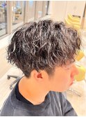 王道メンズショート☆無造作ツイストパーマセンターパート