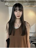 黒髪ロング/黒髪ストレート/縮毛矯正/黒髪/ワンレン
