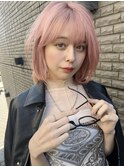 ハイトーンカラー ケアブリーチ ペールピンク ボブレイヤー
