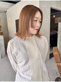 前下がりボブミニボブブリーチなしオレンジベージュ/中西