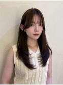 ロングレイヤー×ベージュ