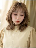 オン眉/ハッシュカット/ミルクティーベージュ/ダブルカラーe
