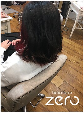 ヘアメイクゼロ 坂戸駅前店(hairmake zero) インナーカラー　ビビットレッド