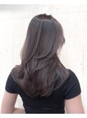美髪エアリーロングピンクブラウン切りっぱなしボブ丸型卵型