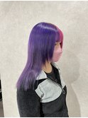 派手髪ツートンパープルピンクお顔周りレイヤーカット～糸～HIRO