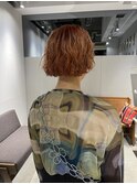 オレンジベージュボブパーマ