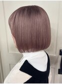 ピンクベージュ × ブリーチ × ダブルカラー × ペールピンク