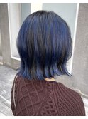 ボブ　アンブレラカラー　ブルーカラー