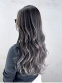 韓国ヘアロング美髪ホワイトグレージュ顔周りレイヤー_ba545434