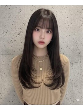 ヘアーズベリー 八戸ノ里店(hairs BERRY) ショコラグレージュ韓国風くびれセミディ顔周りレイヤー小顔効果