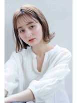 ムウ 難波(MOU) ボブクールショート前髪イメチェンピンクベージュ30代40代50代