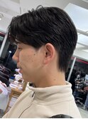 韓国ヘアカルマパーマカルマバングセンターパート黒髪ウルフ