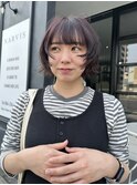 透明感パープルアッシュ/ショート/顔まわりカット