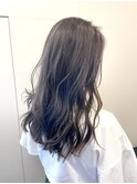 グレージュハイライト×ウェーブロング
