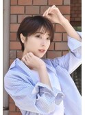大人可愛い20代30代40代黒髪前下がりショートボブ丸みショート◎