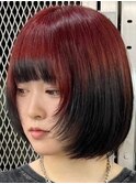 レッド×ブラックカラー[新宿駅/美髪/ピンクブラウン]