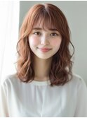 ☆ホワイトグレージュミニウルフデジタルパーマチェリーブラウン