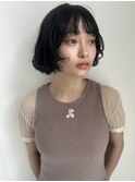 顔周りレイヤー_ボブパーマ_黒髪パーマ_ゆるふわパーマ