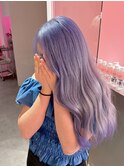 ロング/ペールカラー/パープル/ハイトーン/レイヤーカット