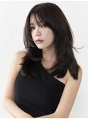 韓国ヘア イルミナ グレージュ 無重力パーマ 顔周りカット
