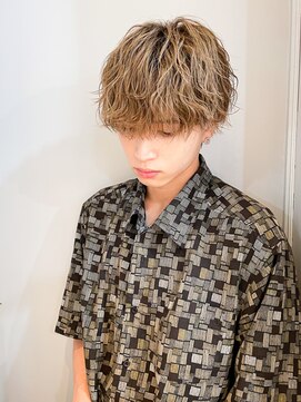 フラッグヘアー 博多駅前店(Flag HAIR) メンズ波巻きスパイラルパーマラウンドマッシュ博多