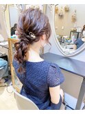 セミロングの編みおろし　ヘアセット