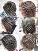 ボブスタイル　細めハイライトバレイヤージュカタログ