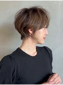 ショートボブ×前髪あり
