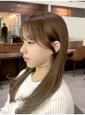 ★小顔前髪レイヤーカットナチュラル透明感ベージュ
