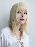 下北沢タッセルボブデザインカラー切りっぱなしボブミディアム◆
