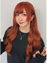 ラピステン 福岡天神 大名店(Lapis)&nbsp;ブリーチ/エクステ/オレンジ/派手髪/ロング/染めれるエクステ