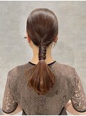 【ローポニーテール】結婚式銀座お団子カチモリタイトヘアセット