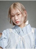ワンカールボブ_グレーベージュレイヤーロング前髪パーマ_39601