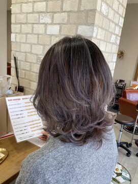 ヘアー クラージュ(hair courage) バレイヤージュカラーラベンダーグレージュ