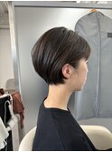 大人ショートボブ　ハイライト　ナチュラルブラウン
