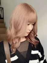 サンク 原宿 表参道(cinq)&nbsp;ミルクティーピンクカラーベージュウルフレイヤーナチュラルボブ