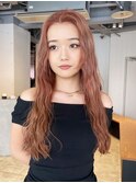 ロング顔周りレイヤー美髪チェリーブラウン_ba523871