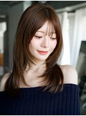 ☆フェミニンロング大人かわいいぱっつん前髪レイヤーカット小顔