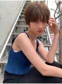 20代30代大人かわいい斜めバングデザインカラーシルキーベージュ