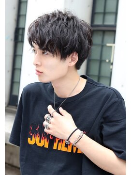 ネイビー(NAVY) ソフトツーブロック ストリートヘア マッシュショートレイヤー