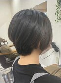 大人可愛い20代30代40代黒髪前下がりショートボブ丸みショート◎