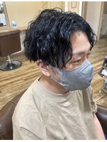 トータルビューティーサロン プリエ(prier) アフロ安藤　メンズパーマ　アッシュブラック/ツイストパーマ